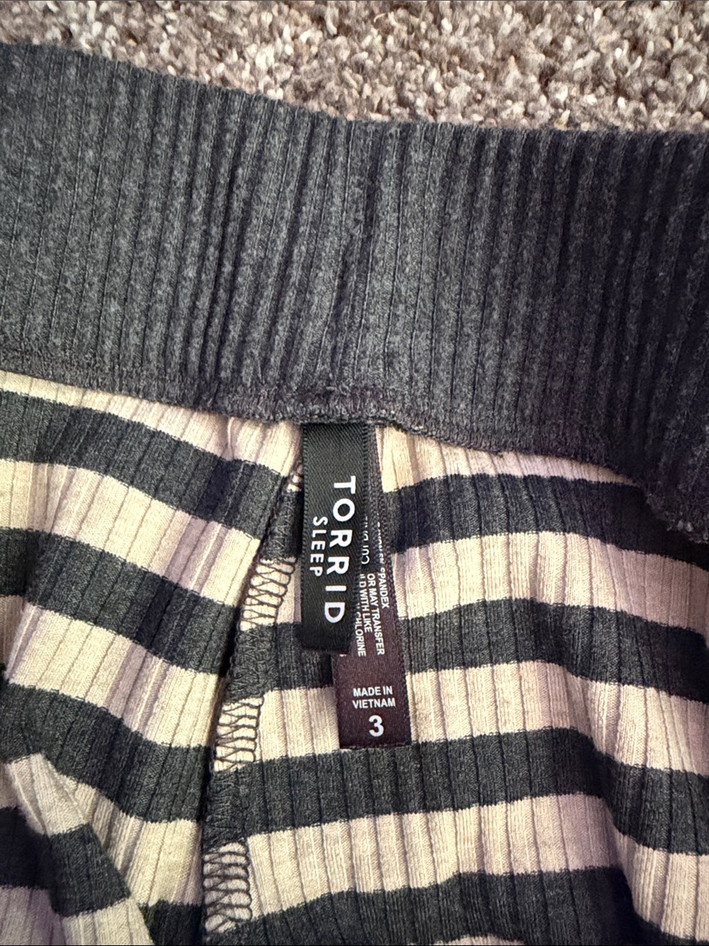 torrid Black and Cream Striped Thermal Pajama Pants - Picture 2 of 3